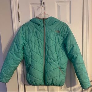 Girls Teal North Face Puffer coat